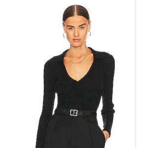 NEW with tags LBLC The Label Morse Bodysuit Black Ribbed Long Sleeve Bodysuit L